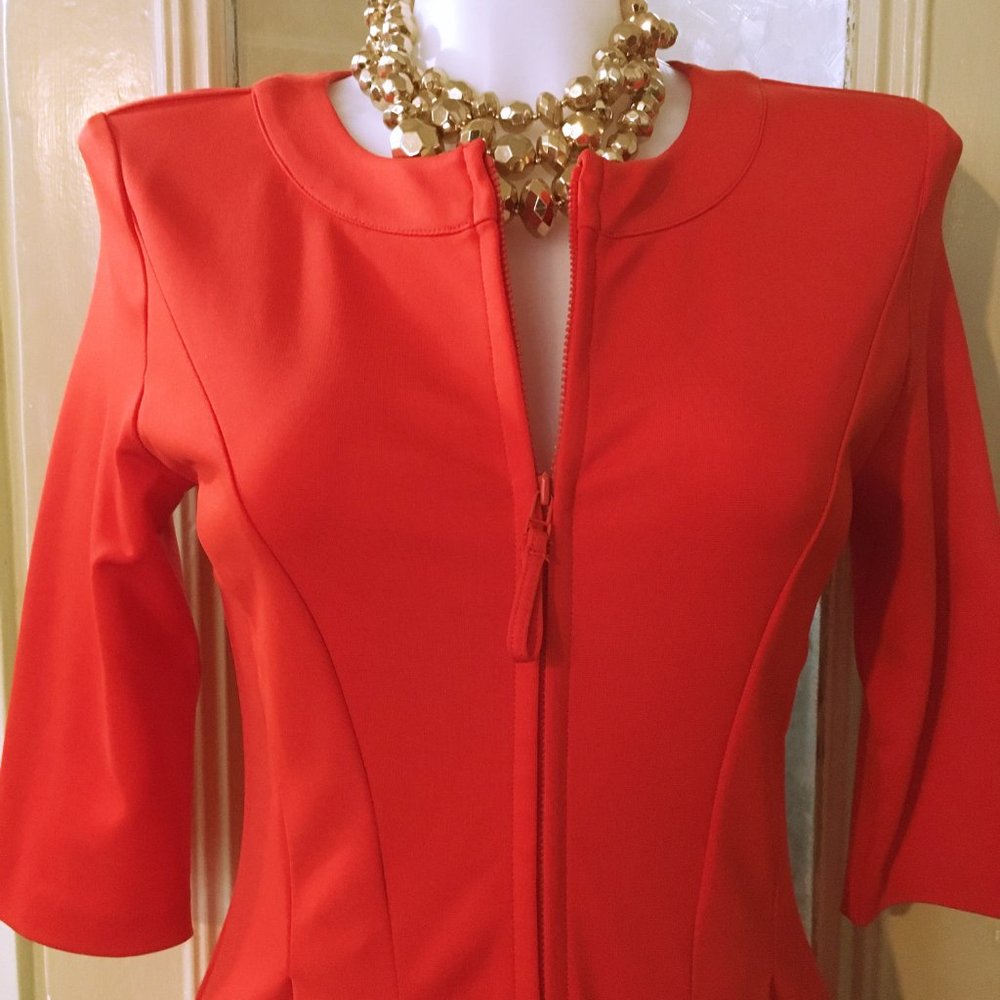 Pink Tartan, deep orange dress